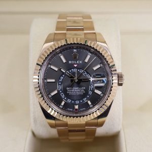 Rolex Sky-Dweller 42mm 18k Rose Gold Two Tone Rhodium Dial Oyster 326935