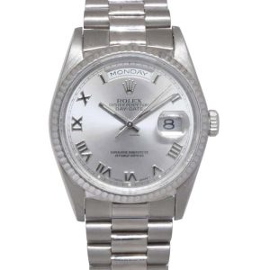 Day-Date President Silver Roman Dial 31mm Watch U 18239 women