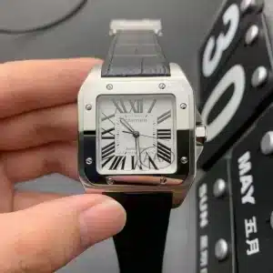 CARTIER Santos 40mm Black Leather Strap Automatic Watch