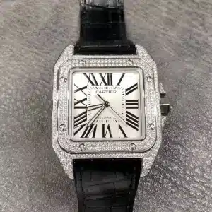 CARTIER Santos Triple 100 full Diamond Men 40MM Watch