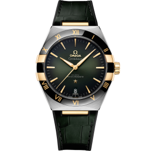 Omega CONSTELLATION 41MM STEEL ‑ YELLOW GOLD ON LEATHER STRAP