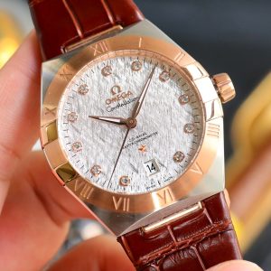 Omega Constellation series rose gold ring natural mother-of-pearl dial