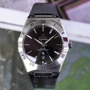 Omega fifth generation constellation series 39mm steel ring black plate model