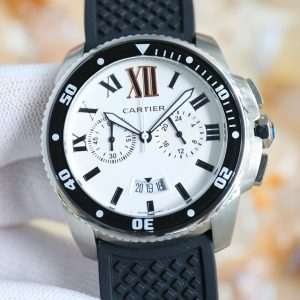 Cartier Calibre Blue Rubber Strap 42mm Men's Watch