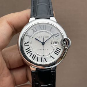 Cartier Balon Bleu White Dial Leather Strap Watch