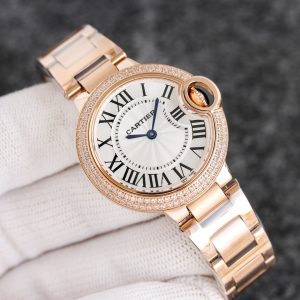 Cartier Balon Bleu Rose Gold Diamond bezel Watch
