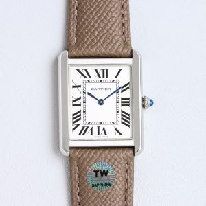 Cartier Tank Louis 22mm Lerther Strap Silver Dial Quartz Watch