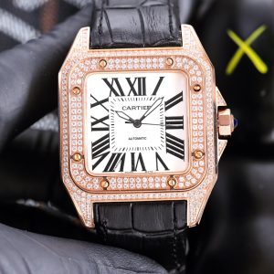 Cartier Santos 100 Rose Gold Diamond Dail