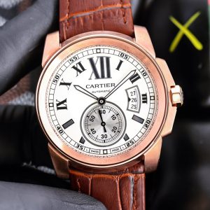Caliber de Cartier Red Leather Strap Men’s Watch