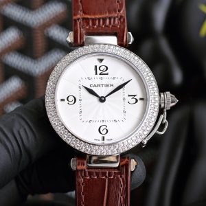 Cartier Pasha A white gold and diamond-set automatic wristwatch