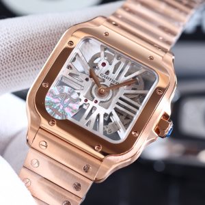 Cartier -  Santos De Cartier Skeleton 40mm Rose Gold Men's Watch