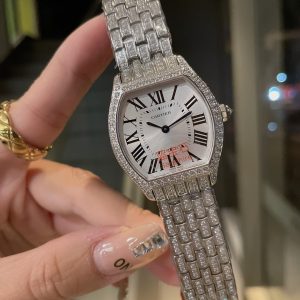 Cartier Tortue Watch - 30 mm White Gold Diamond Case - Diamond Bracelet