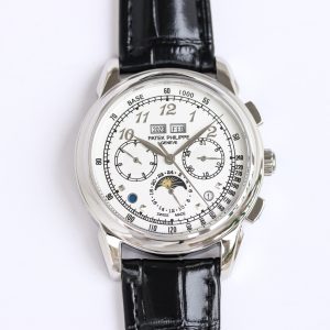 Patek Philippe Moonphase 5073P-001 42mm black strap men's watch