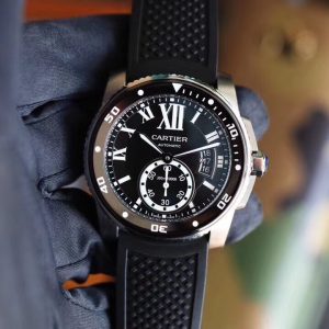 Caliber de Cartier Black Rubber Strap Men's Watch